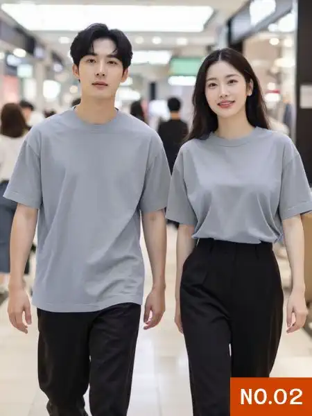 เสื้อยืดคอกลม สีเทา