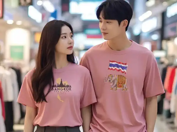 เสื้อยืดคอกลมมีลายสกรีน