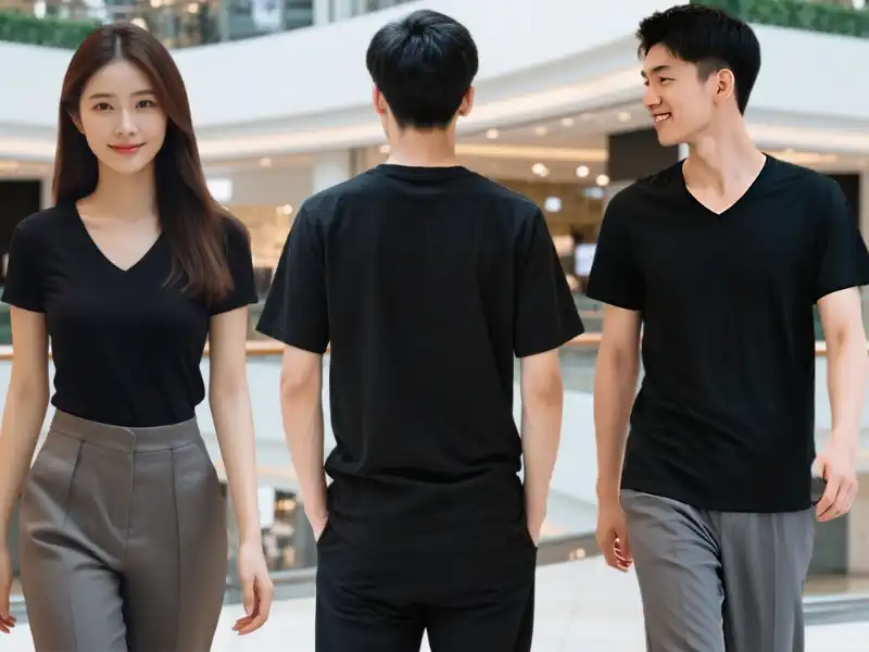 เสื้อยืดสีดำคอวี คอกระชับเข้ารูป เนื้อผ้าcotton100% หนา นุ่ม สีไม่ตก ยืดแต่ไม่ย้วย