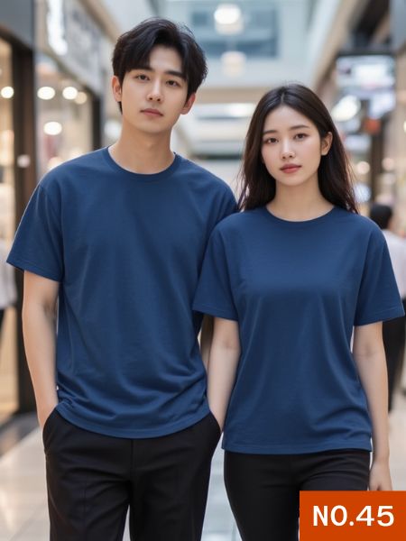 เสื้อยืดเปล่าสีกรมคอกลม
