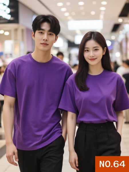 เสื้อยืดเปล่าสีม่วงคอกลม