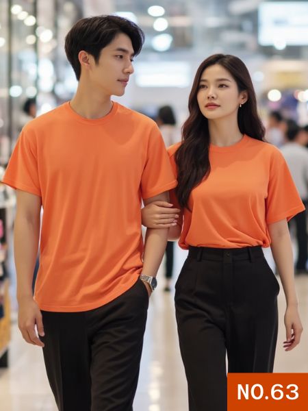 เสื้อยืดเปล่าสีส้มคอกลม